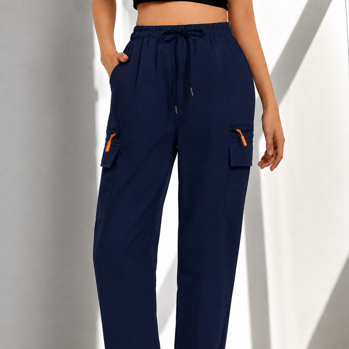 Women's work trousers with drawstring – Breathable, Pockets & Straight Legs