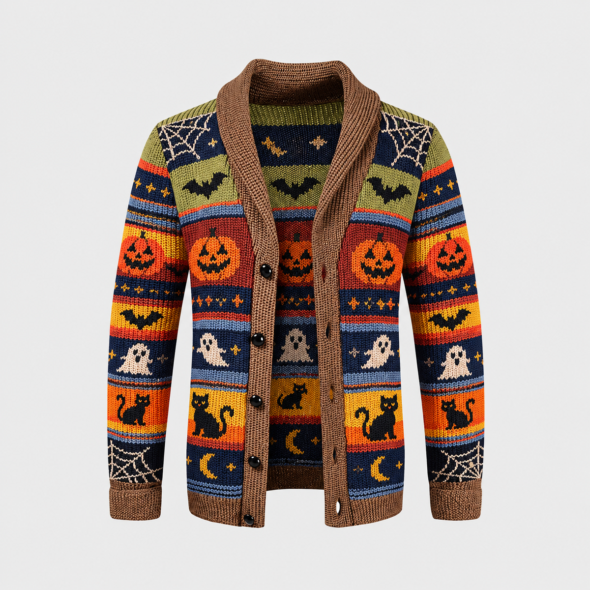 Halloween Special Offer-Men's Shawl Collar Striped Knit Cardigan Sweater