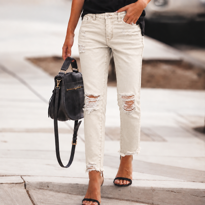 Women's Retro Distressed Ripped Jeans