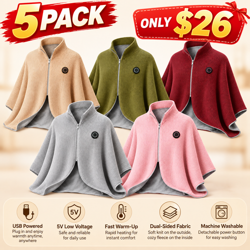 Wearable Heated Shawl 3 Heat Levels Portable Thermal Wrap