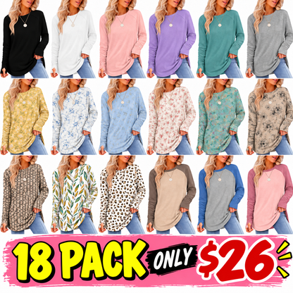 Womens Tunic Tops to Wear with Leggings Long Sleeve Thumb Crew Neck Curved Hem