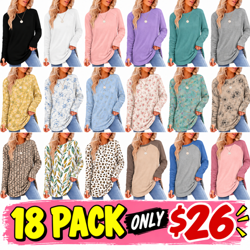 Womens Tunic Tops to Wear with Leggings Long Sleeve Thumb Crew Neck Curved Hem