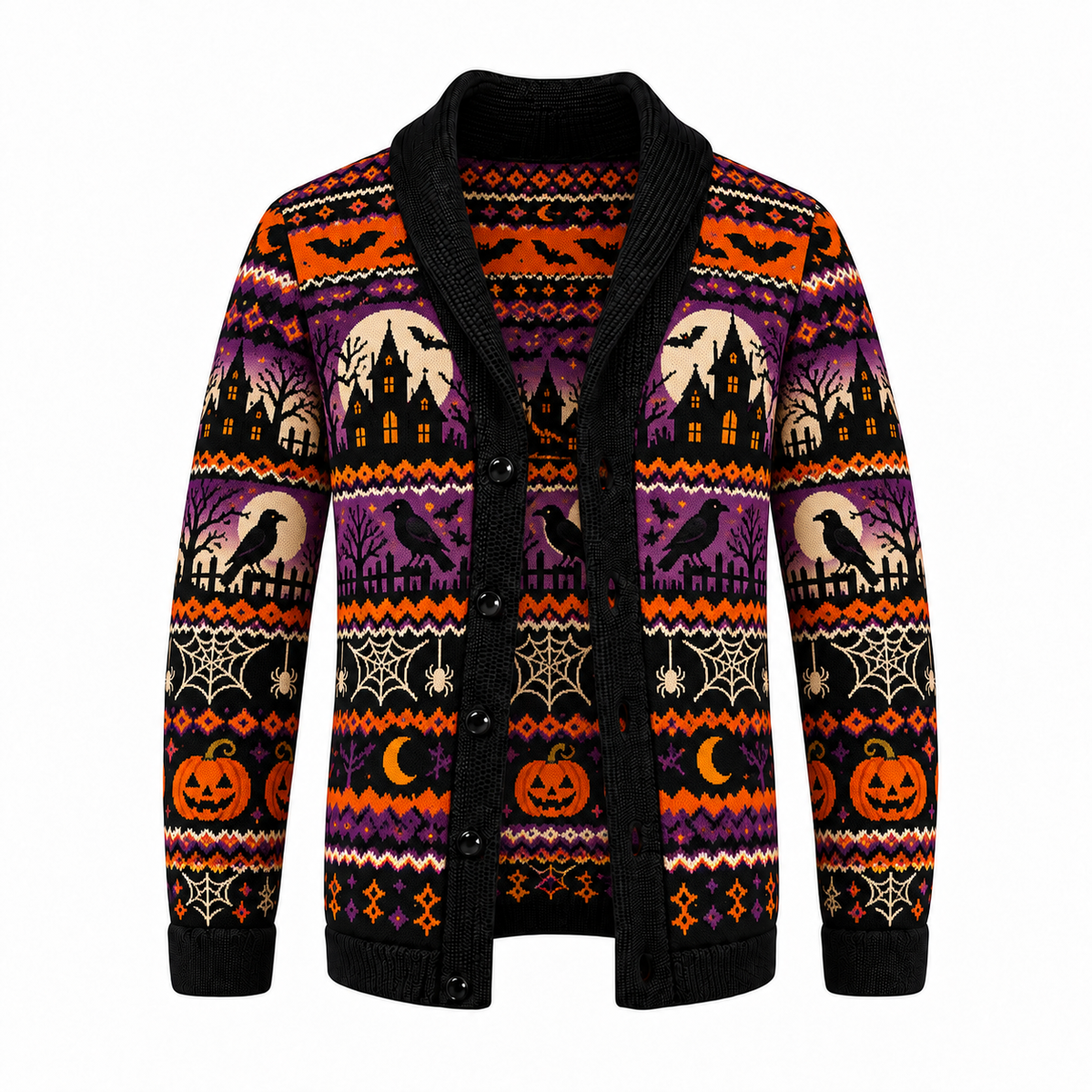 Halloween Special Offer-Men's Shawl Collar Striped Knit Cardigan Sweater