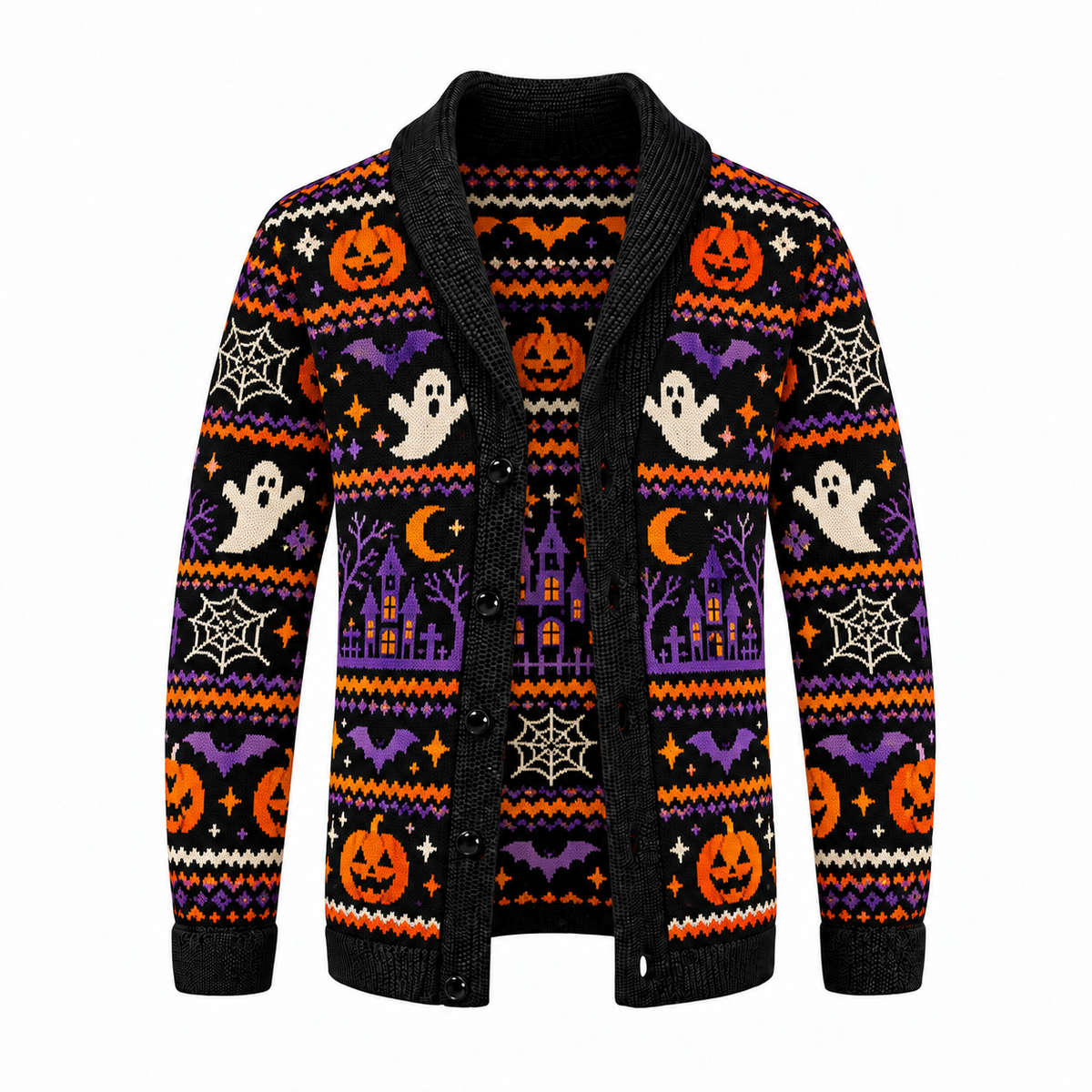 Halloween Special Offer-Men's Shawl Collar Striped Knit Cardigan Sweater