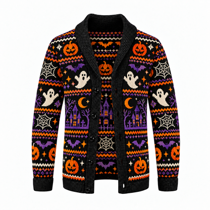 Halloween Special Offer-Men's Shawl Collar Striped Knit Cardigan Sweater