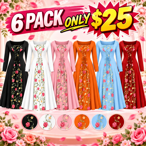 Women's Square-Neck Lace-Up Corset Maxi Dress