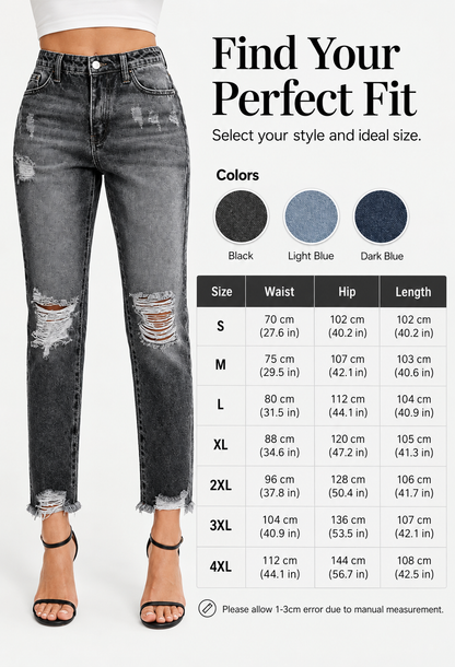 Women's Retro Distressed Ripped Jeans