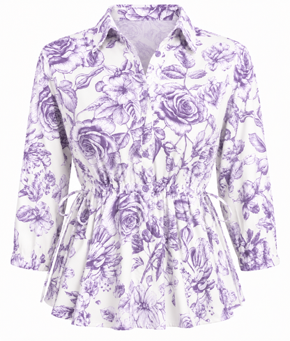 Regular Cinch Waist 3/4 Slv Shirt