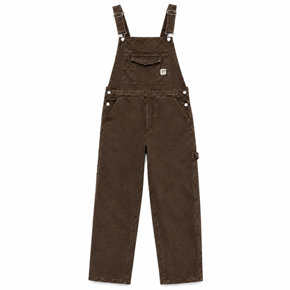 Men's Heavyweight Cotton Denim Overalls Relaxed Fit Straight Leg Dungarees with Multi Pocket Utility