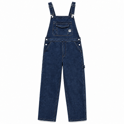 Men's Heavyweight Cotton Denim Overalls Relaxed Fit Straight Leg Dungarees with Multi Pocket Utility