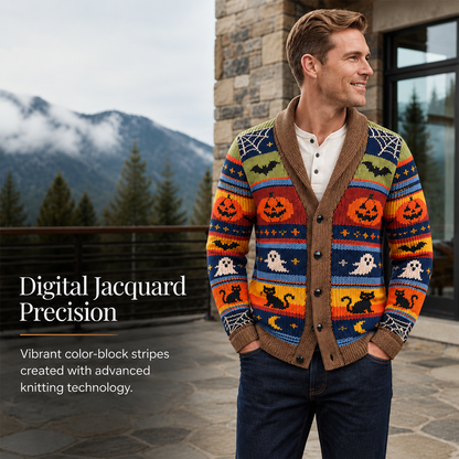 Halloween Special Offer-Men's Shawl Collar Striped Knit Cardigan Sweater