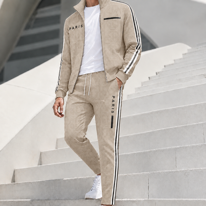 Men's Geometric Print Full-Zip Jacket & Pants Set