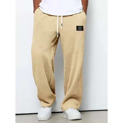 Men's Waffle Knit Casual Pants – Lightweight Relaxed Fit Straight-Leg Sweatpants