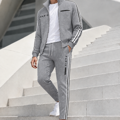 Men's Geometric Print Full-Zip Jacket & Pants Set