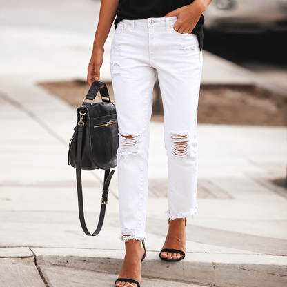 Women's Retro Distressed Ripped Jeans