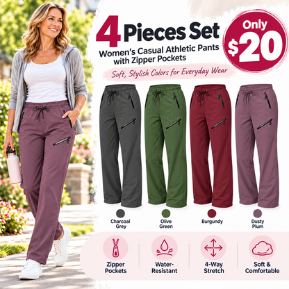 Women's Casual Athletic Pants with Zipper Pockets