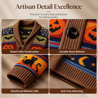 Halloween Special Offer-Men's Shawl Collar Striped Knit Cardigan Sweater