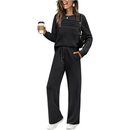 Women's Crew Neck Top & Drawstring Pants Set