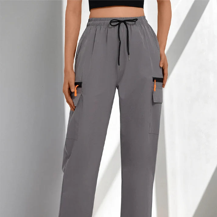 Women's work trousers with drawstring – Breathable, Pockets & Straight Legs