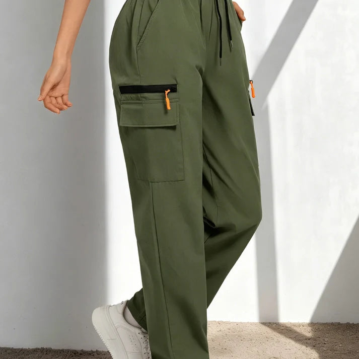 Women's work trousers with drawstring – Breathable, Pockets & Straight Legs
